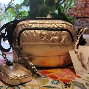 JESSICA SIMPSON Rose Gold Portia Shimmering Crossbody Bag